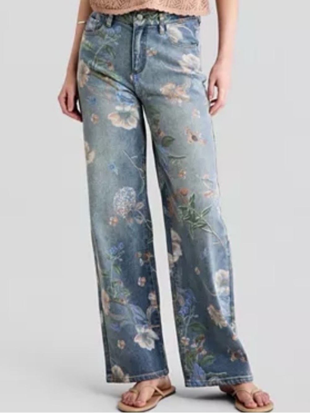 Jeans-And Now This brand Floral Print Light Blue Womens Jeans